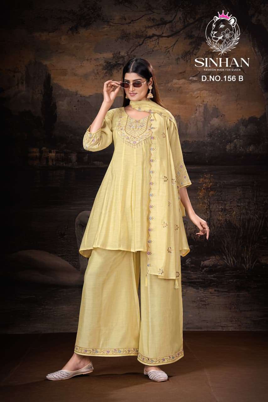 SINHAN 156 CHANDERI COTTON INNER PALAZZO SET REGULAR TYPE SUIT WHOLESALER IN SURAT